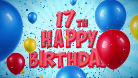 happy 17th birthday graphic design with balloons and confetti