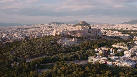 Panorama-Der-Akropolis-Von-Athen-über-Der-Stadt-Athen-In-Griechenland