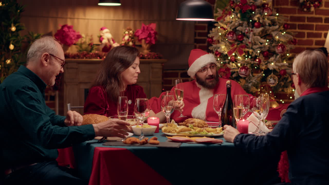 Festive Christmas Dinner with Family and Santa Claus