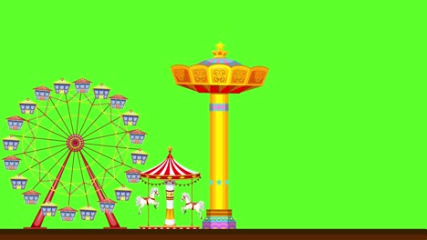 animated carnival rides and tents appearing over time