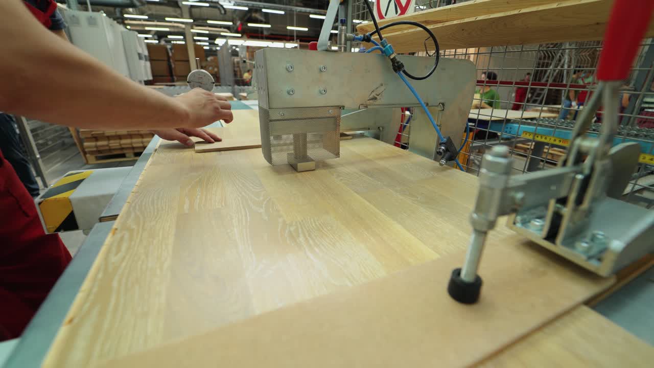 Manufacturing of a parquet board. Automated machinery equipment.