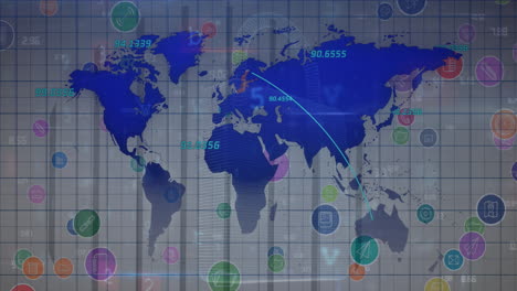 Animation-of-data-processing-and-world-map-over-computer-servers