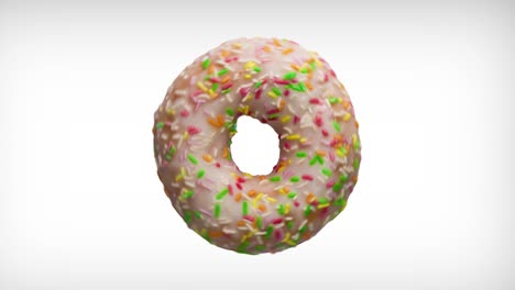 abstract animation of donut with colorful sprinkles on white background.