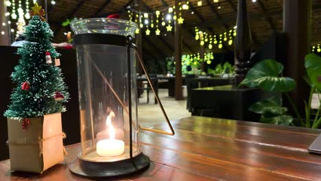 candle and decor create a cozy atmosphere