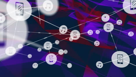 Animation-of-network-of-connections-with-icons-over-dark-background