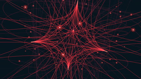 forma geométrica abstracta con líneas de neón y brillos en la galaxia oscura