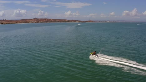 Follow-up-skyjet-by-drone-on-Coche-Island-in-Venezuela,-South-America