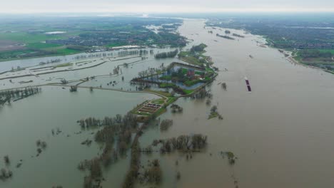 flooded landscape with castle