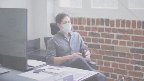animation of network of connections over man in office