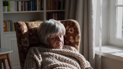 senior woman sleeping in armchair