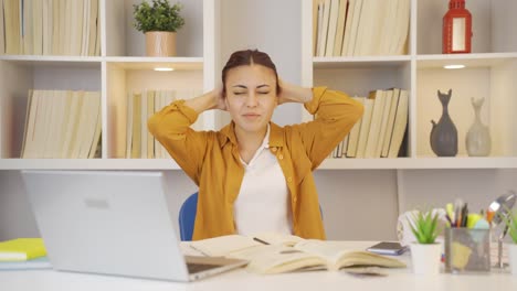 female student having a nervous breakdown.