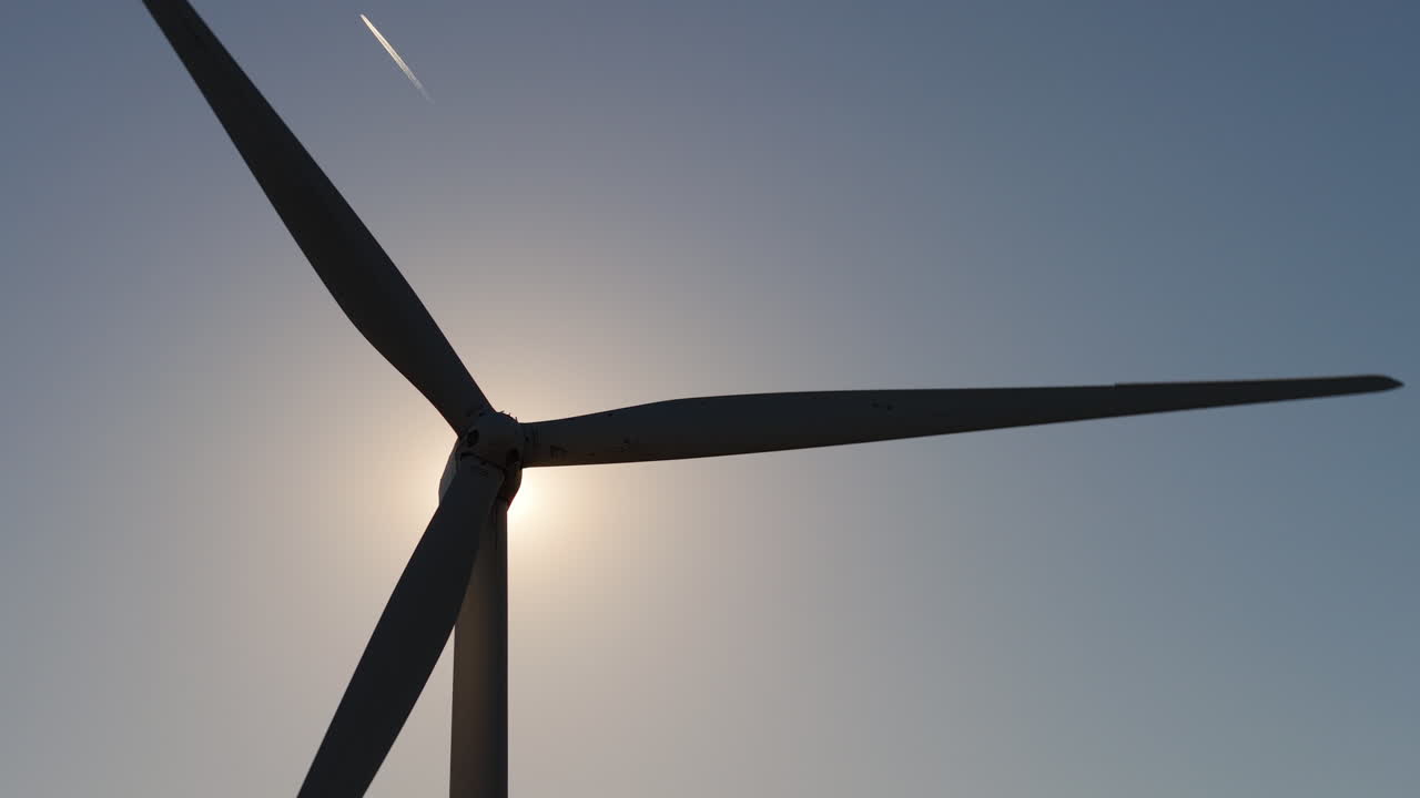 Wind Turbine with Airplane Contrail