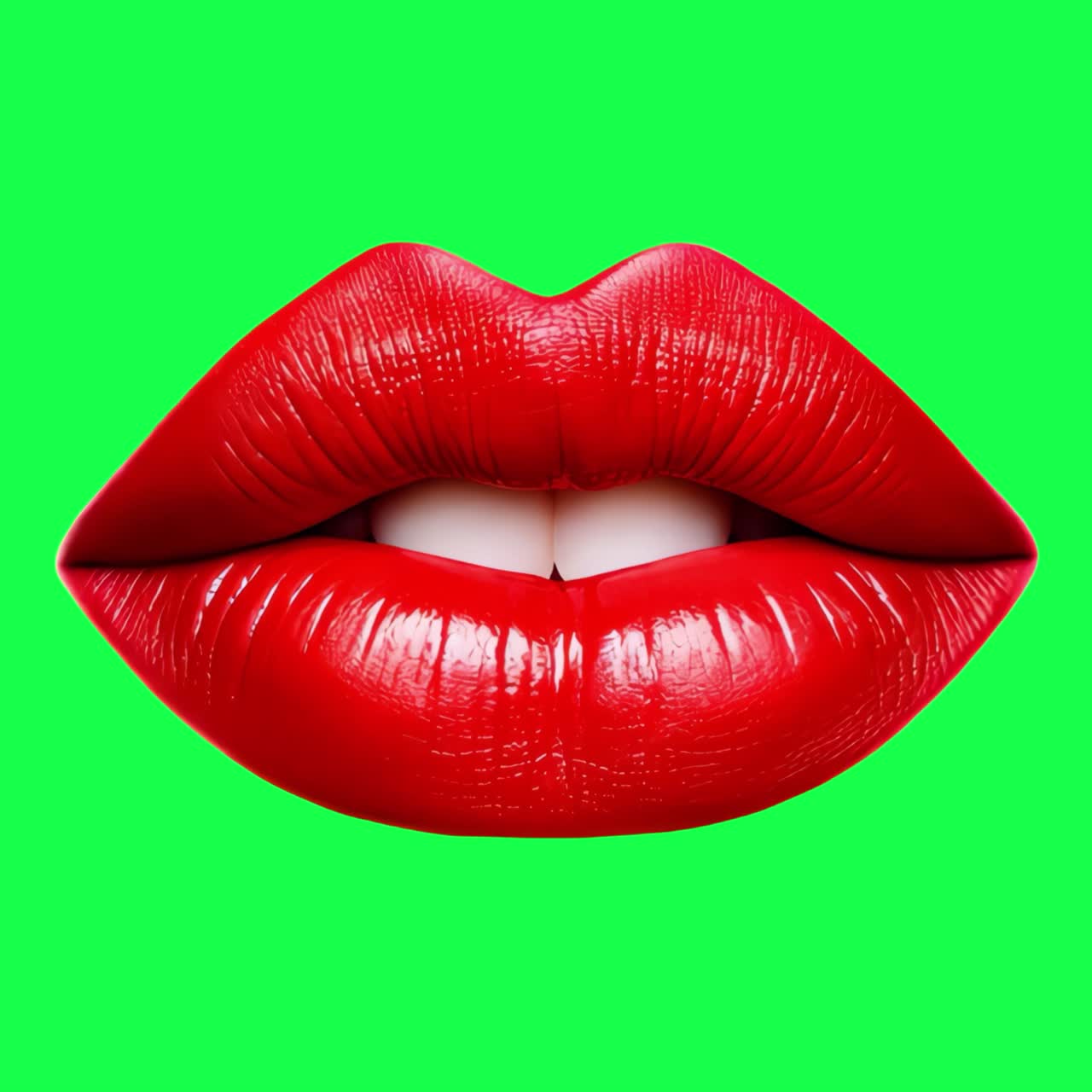 Animazione di labbra rosse audaci, video 4K trasparente, green screen