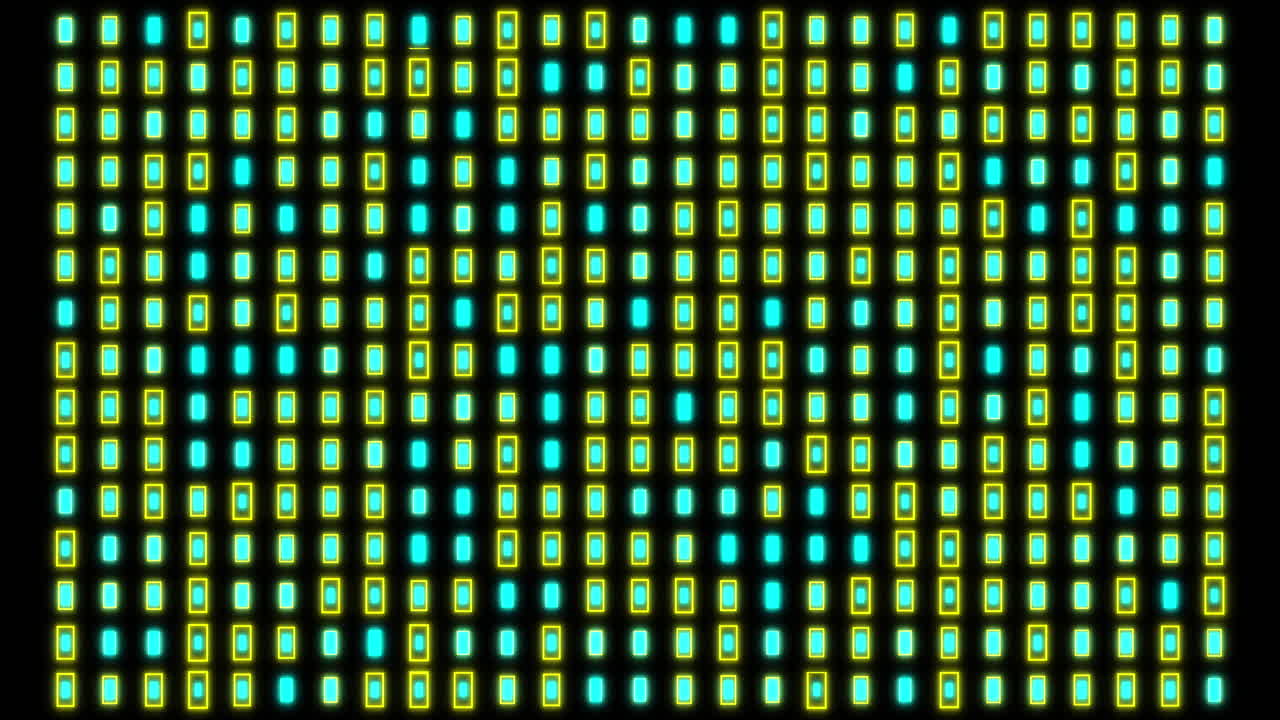 animación de rectángulos verdes y azules cambiantes sobre un fondo negro