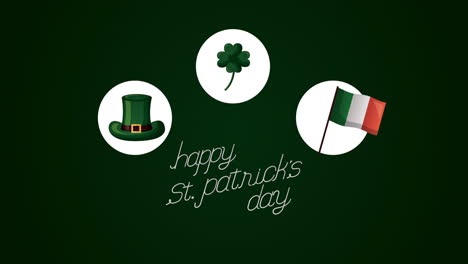 세인트 패트릭스 데이 (st patrick's day) 애니메이션 카드와 글자 및 설정 아이콘