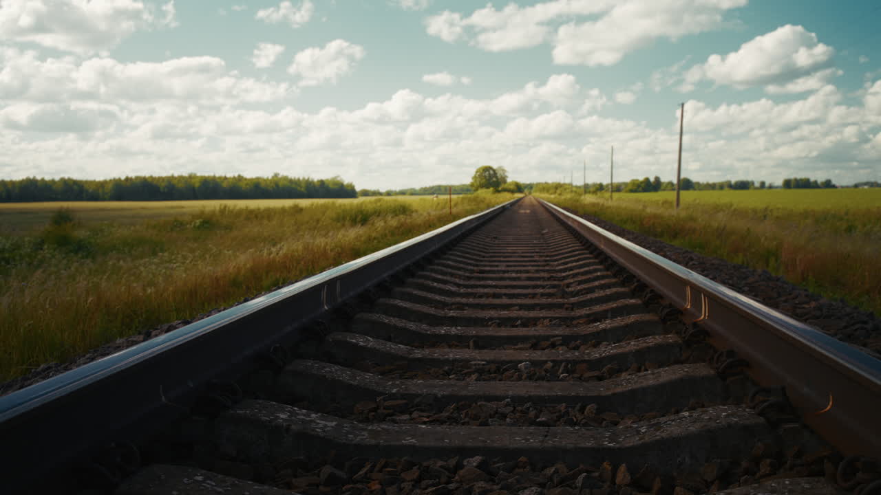 vías de tren a través de un paisaje rural