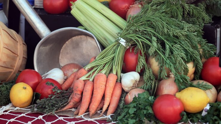 Fresh produce for sale at a farmer's market