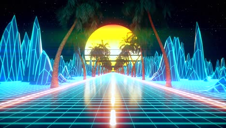 la autopista retro futurista de las palmeras