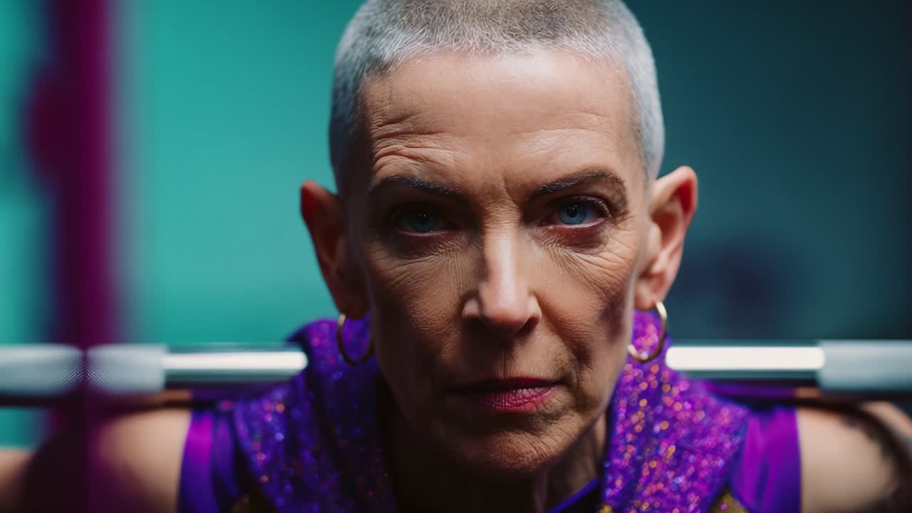 An Empowering Transformation: A Strong Individual Embodies Strength and Resilience, Captured in Dramatic Lighting as They Prepare to Lift Weights in an Intense Fitness Journey