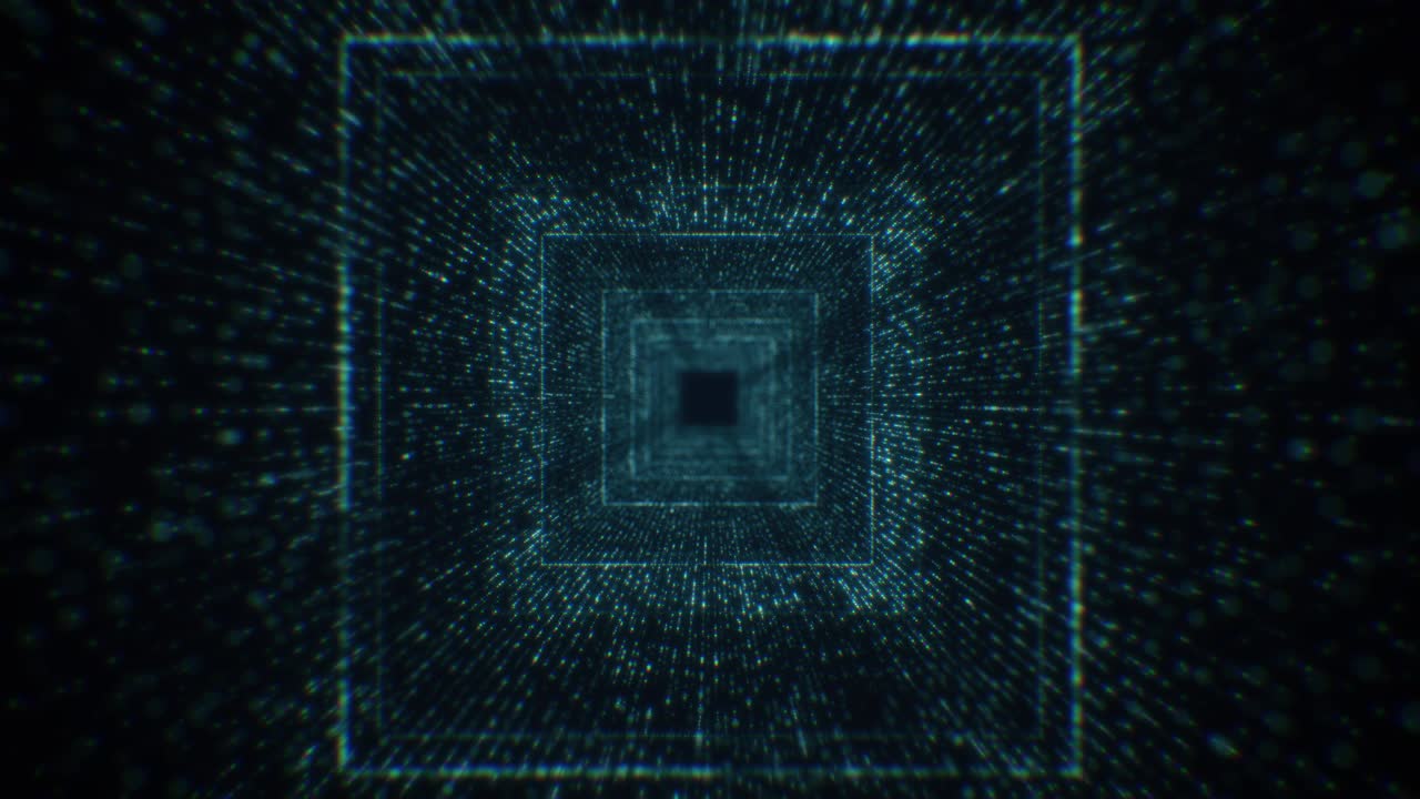Modern Blue Particle Abstract Square Tunnel Looping Background