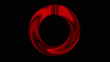 seamless loop rotating red glowing colored ring on black background