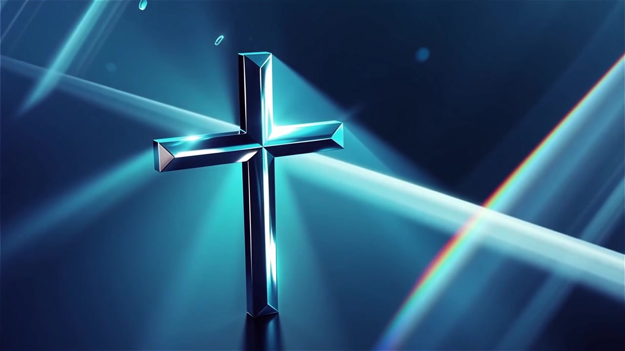 Cruz Cristiana con Luz Celestial, Fondo para Adoración.
