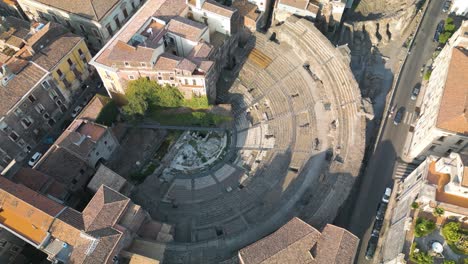 vista aérea fija del antiguo teatro romano de catania