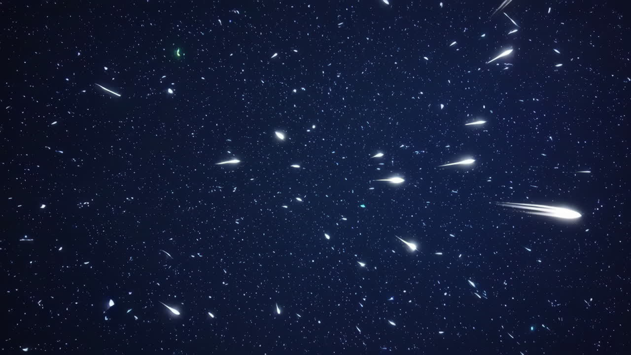 cielo nocturno estrellado con meteoros