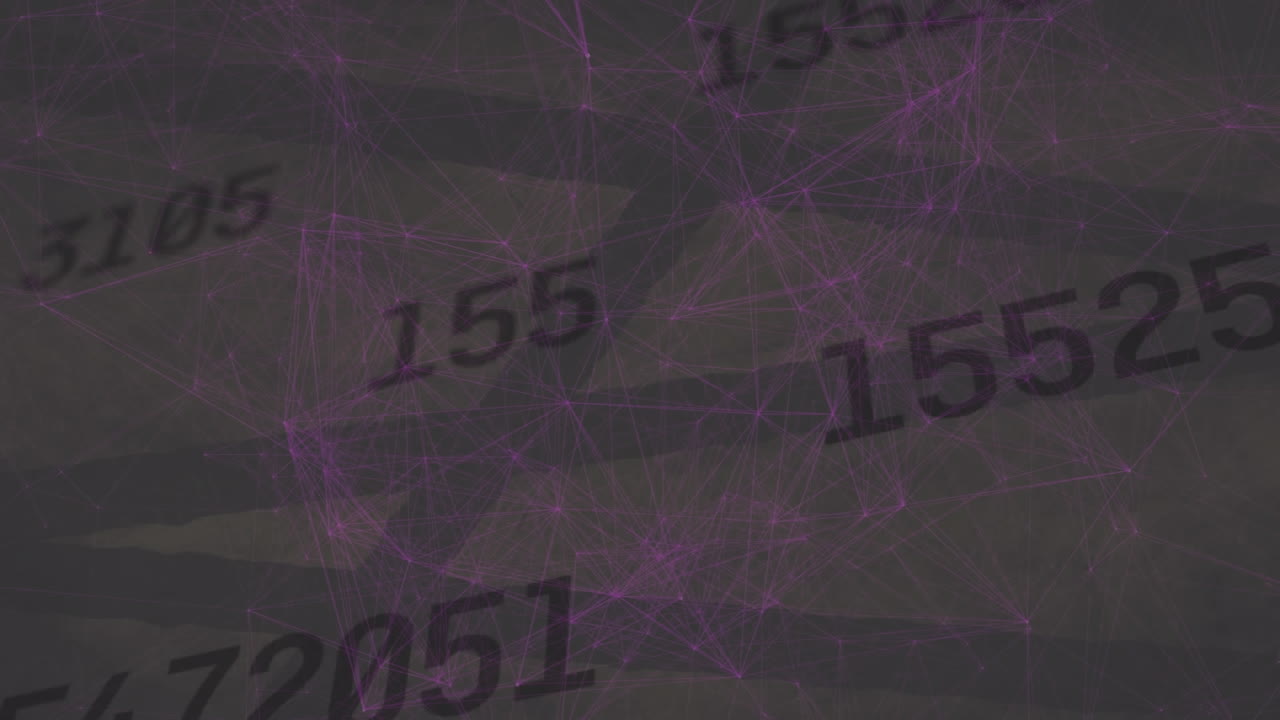 animación de la red de conexiones y procesamiento de datos sobre fondo negro