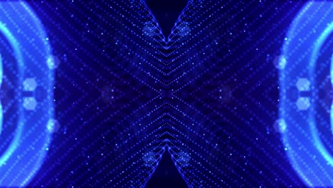 4k looped sci-fi 3d animación abstracta. las partículas azules brillantes forman líneas, estructuras simétricas como en el microworld o el espacio cósmico. para presentaciones de vacaciones, ceremonias como diseño de movimiento de bucle vj