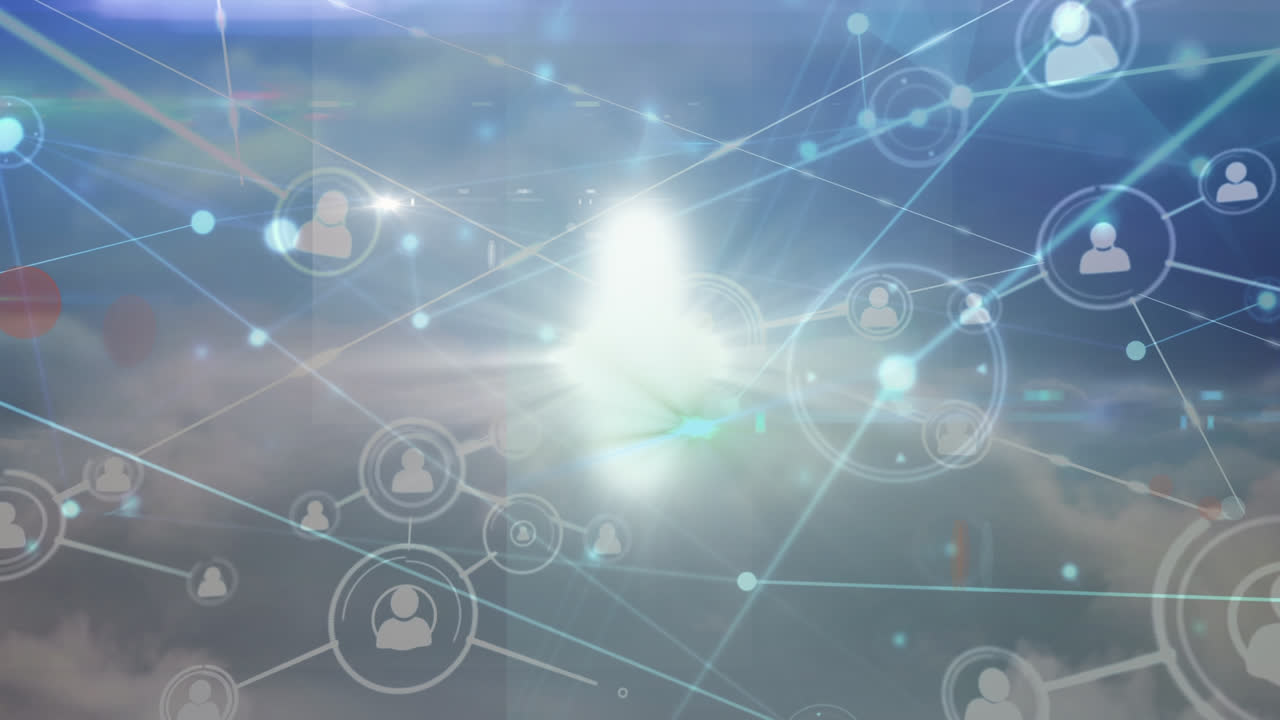 클라우드 상의 연결 네트워크의 애니메이션