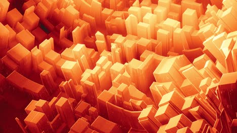 hermosa superficie 3d abstracta con chispas de brillo, ondas 3d abstractas se ejecutan en la superficie en bucle. gradiente naranja rojo, material mate suave con brillo interno ligero. animación 4k suavemente