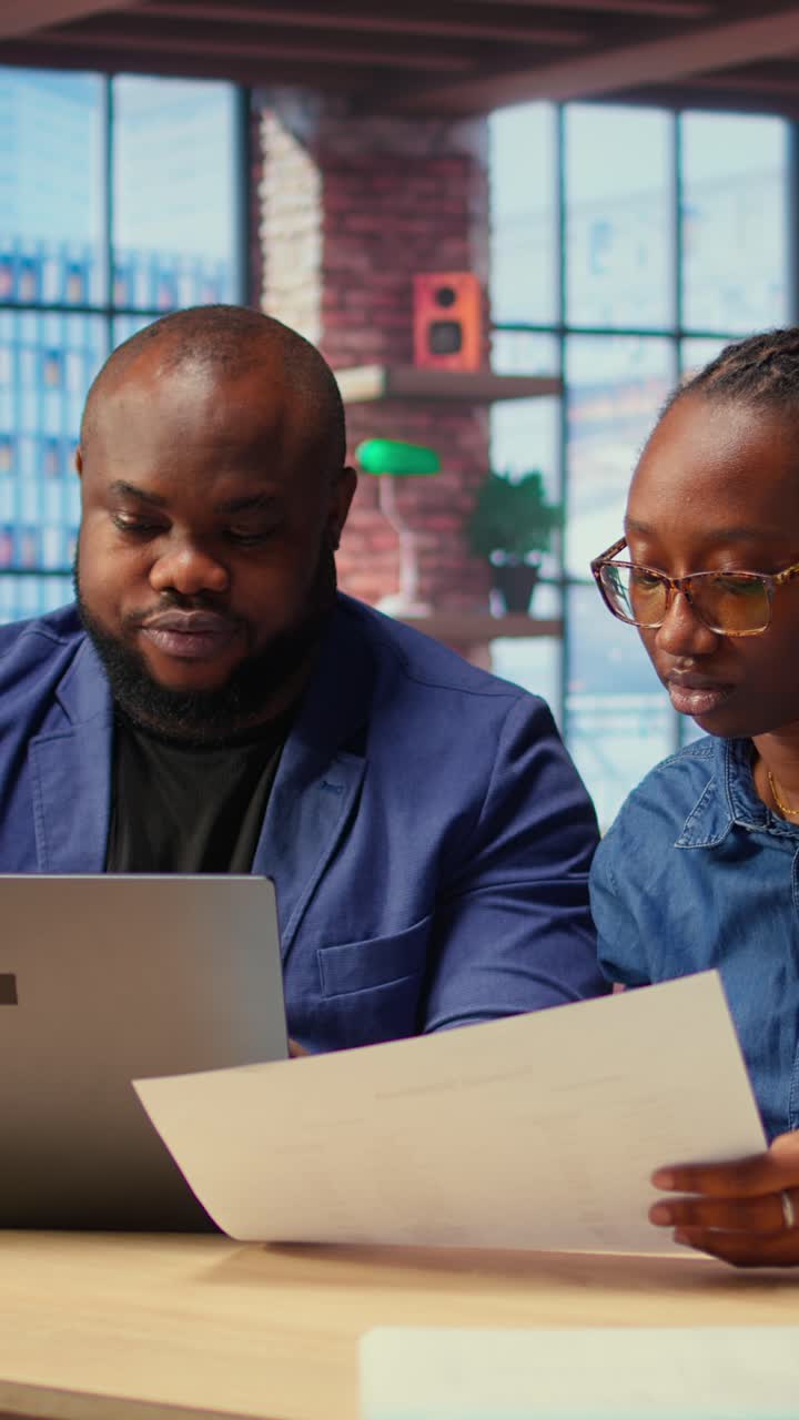 African American Business Colleagues Collaborating in Office