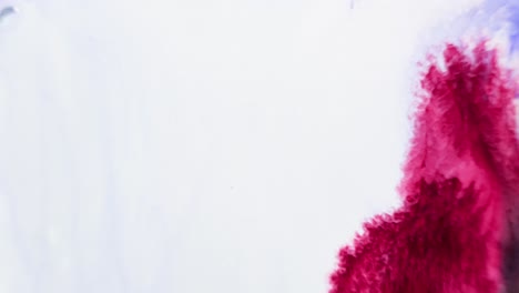 nube de tinta roja que se expande en el agua con un fondo blanco, creando un contraste marcado