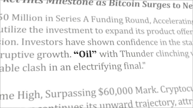 Oil news headline in different articles