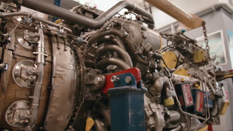 engine of an airplane being constructed and built in factory