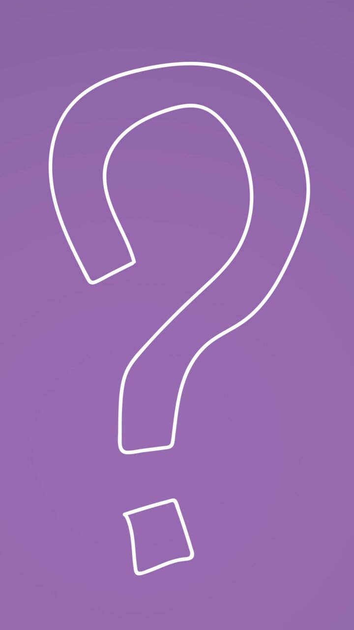 Animation of question mark over purple background