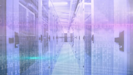 animation of binary coding and data processing over computer servers