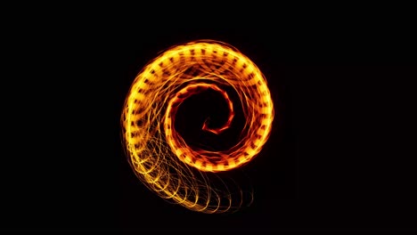 visual effects, vfx, yellow particles vortex on black background 3d animation