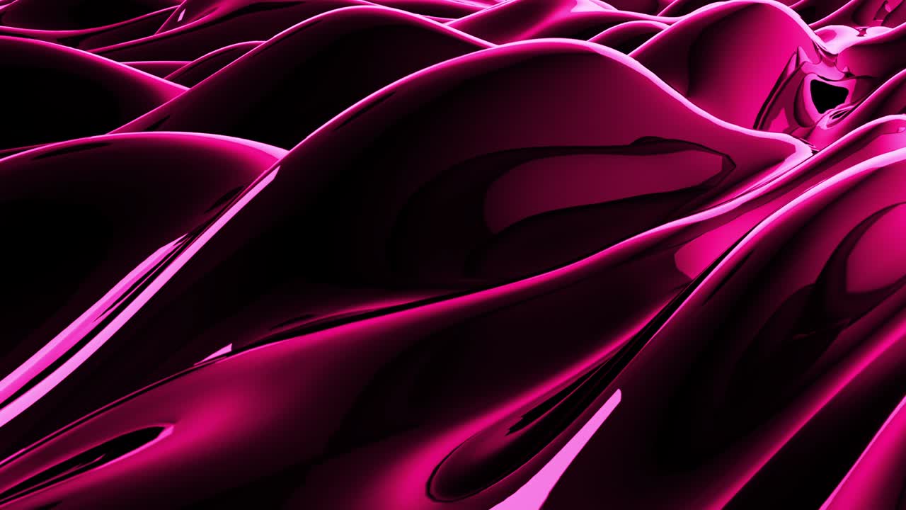 superficie de onda reflectora de líquido abstracto rosa. ondas y ondulaciones de líneas ultravioletas. bucle sin costuras 3d render