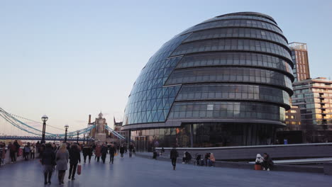 establishing view of the city hall, office to the mayor and london assembly