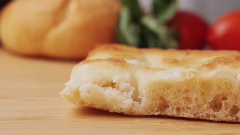 slice of focaccia bread with ingredients