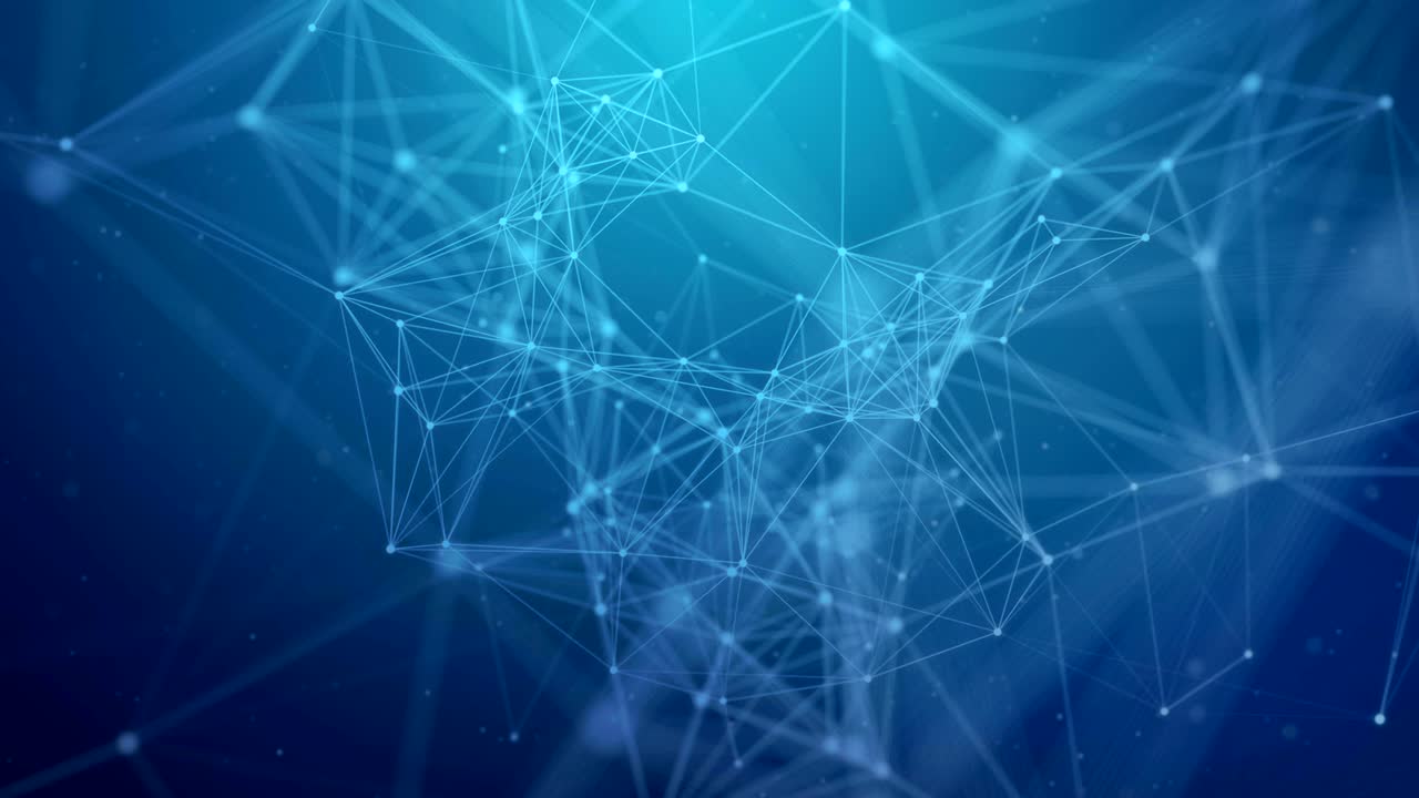 Abstract rendering of chaotic plexus structure lines and polygonal spheres Connection. Futuristic shape. Network Technology concept. Modern motion graphic Seamless Loop Background.