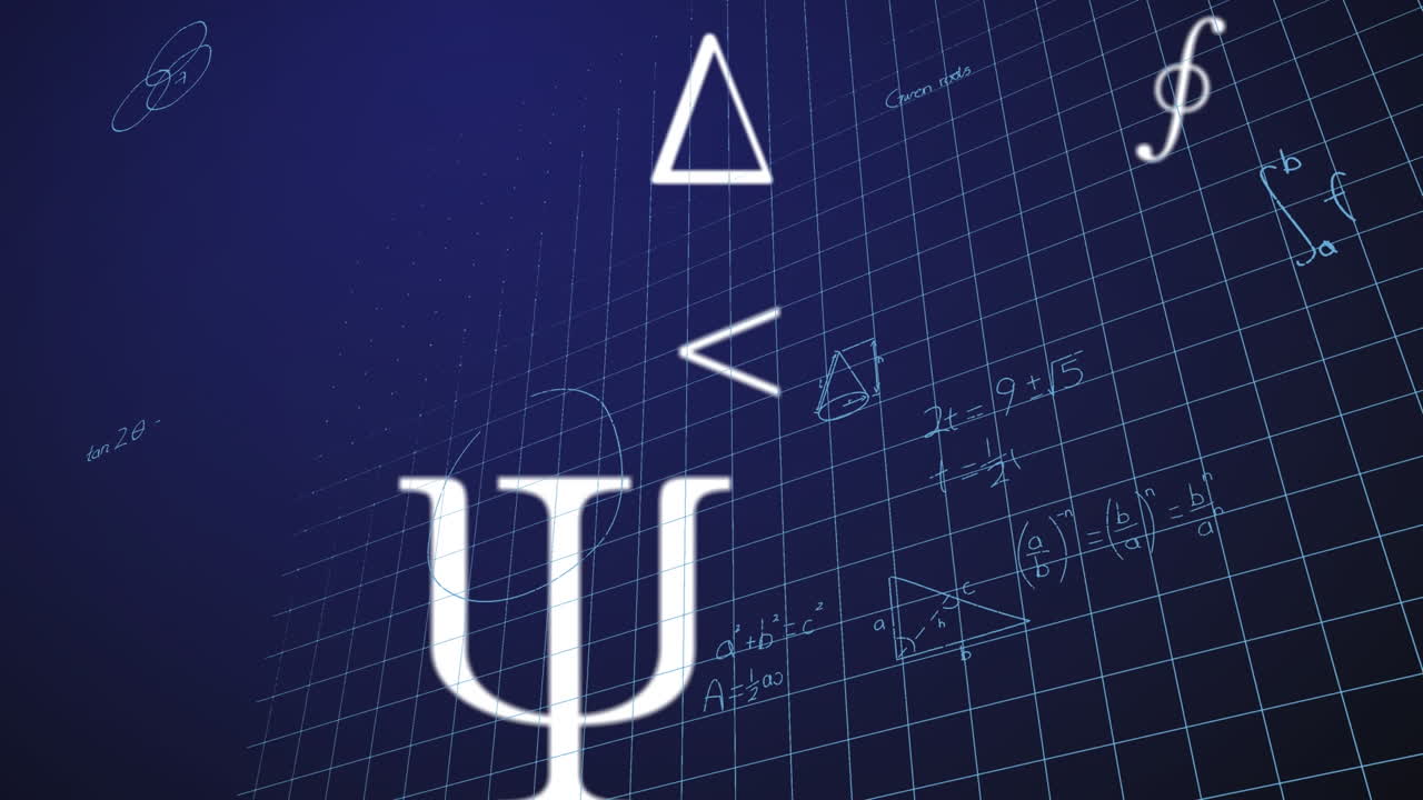animación de fórmulas matemáticas en fondo azul
