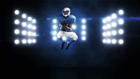 American-football-player-against-flashing-lights