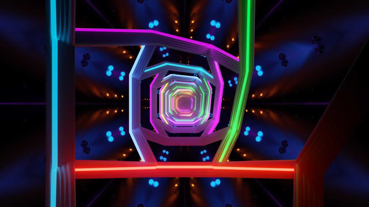 Vibrant geometric shapes twist and turn in a seamless loop, creating an ...