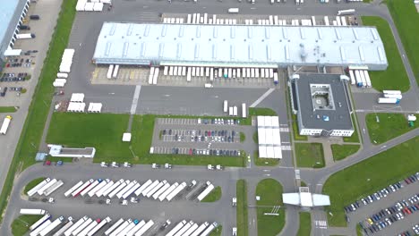 Time-lapse-Aerial-shot-of-industrial-warehouse