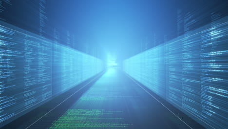 animación de la información digital en fondo azul
