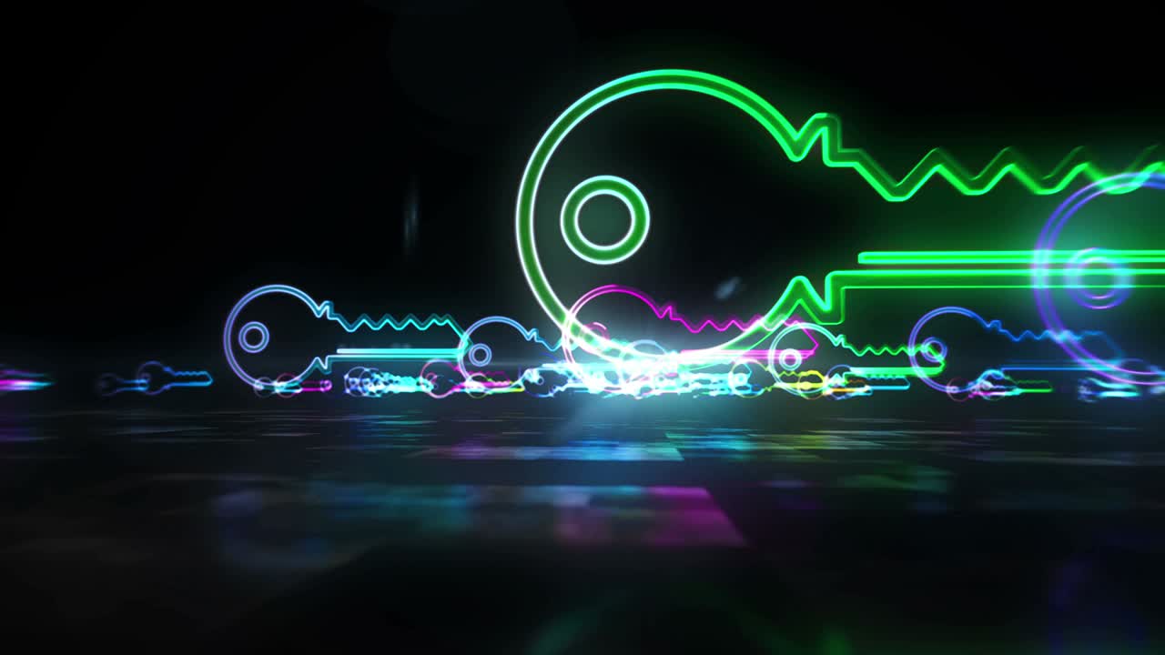 Nøglekrypteringssymbol abstrakt loopbar hyperspace-animation