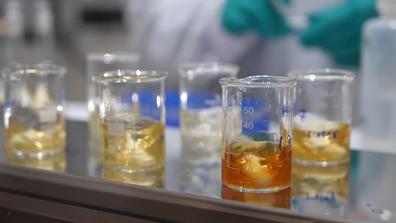 4k: prueba de miel en laboratorio químico, prueba de calidad de miel, sustancias nocivas y pesticidas, prueba de miel orgánica, negocio de cultivo de miel